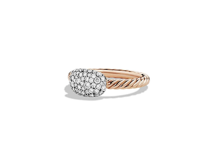 Rose Gold Plated CZ Studded Pave Ladies Twisted Ring